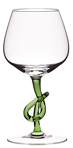 CRISTALICA Weinglas Rotweinglas verspielter Stiel Knoten Grün 400ml von CRISTALICA