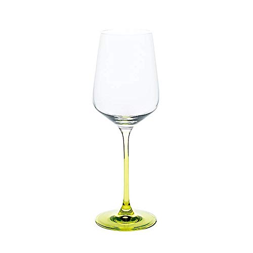 CRISTALICA Weinglas Weinkelch Charisma Rot- und Weißwein 450ml klar mit grünem Stiel von CRISTALICA