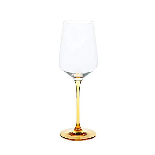 CRISTALICA Weinglas Weinkelch Charisma Rot- und Weißwein 450ml klar mit orangenem Stiel von CRISTALICA