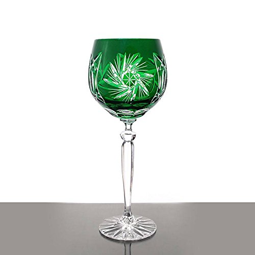 CRISTALICA Weinglas Weinkelch Römer Glas Schleuderstern 250 ml Grün Handgeschliffen Kristallglas von CRISTALICA