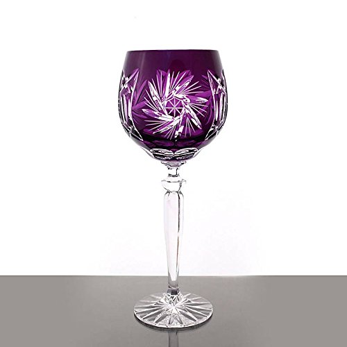 CRISTALICA Weinglas Weinkelch Römer Glas Schleuderstern 250 ml Violett Handgeschliffen Kristallglas von CRISTALICA