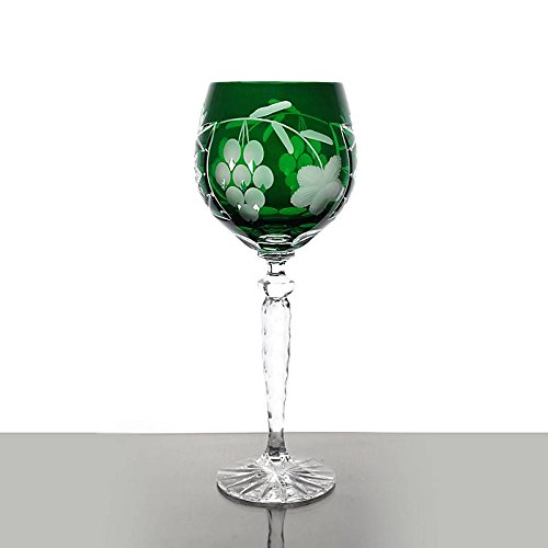 Weinglas Weinkelch Römer Traube Grün 300 ml Handgeschliffen Kristall von CRISTALICA