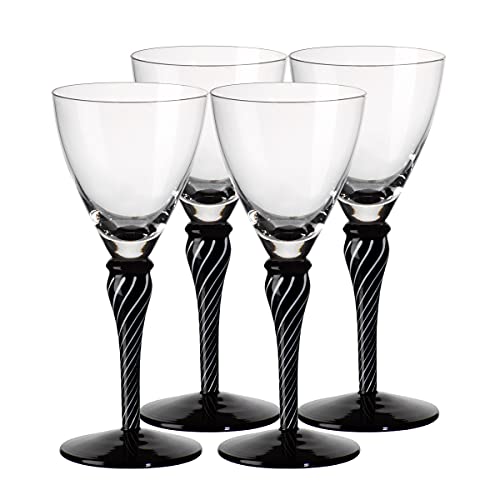CRISTALICA Weinglas Weinkelch Roseglas Night´n Day 4er Set 175ml Schwarz Weiß Klar Glas von CRISTALICA