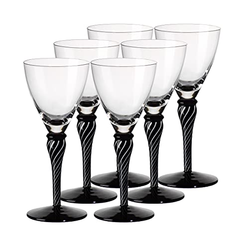 CRISTALICA Weinglas Weinkelch Roseglas Night´n Day 6er Set 175ml Schwarz Weiß Klar Glas von CRISTALICA