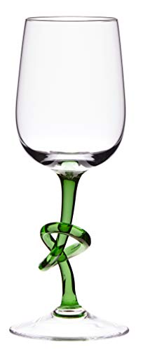 CRISTALICA Weinglas Weißweinglas verspielter Stiel Knoten Grün 250ml von CRISTALICA
