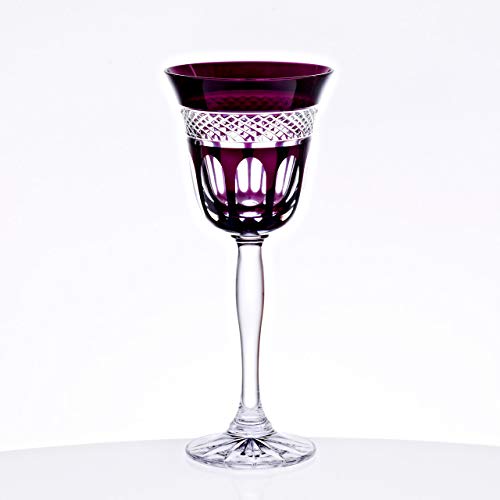 CRISTALICA Weißweinglas 170ml Weinkelch Retro Kelchglas Kristallglas geschliffen amethyste von CRISTALICA