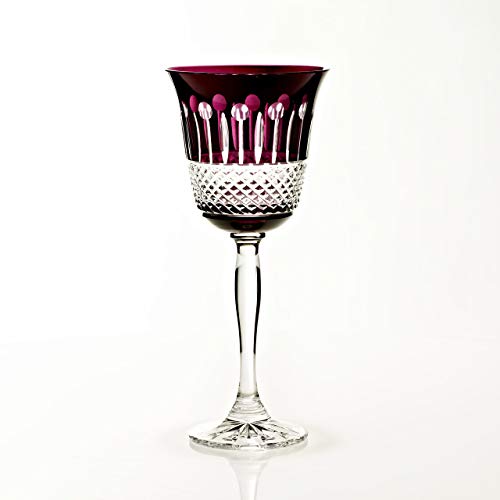CRISTALICA Weißweinglas 220ml amethyste Weinkelch Retro Kelch Kristallglas geschliffen bunt von CRISTALICA