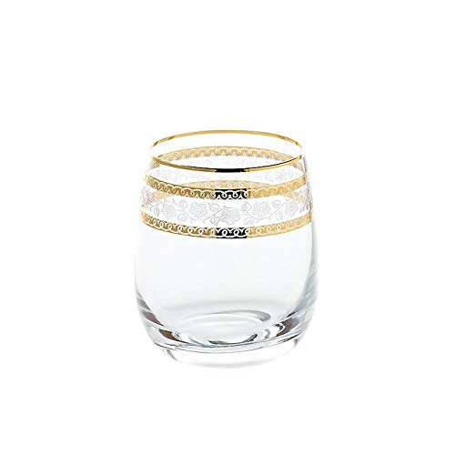 CRISTALICA Whiskyglas Charisma Golden Flower Trinkbecher Cocktailglas Saftglas 400ml Panto von CRISTALICA