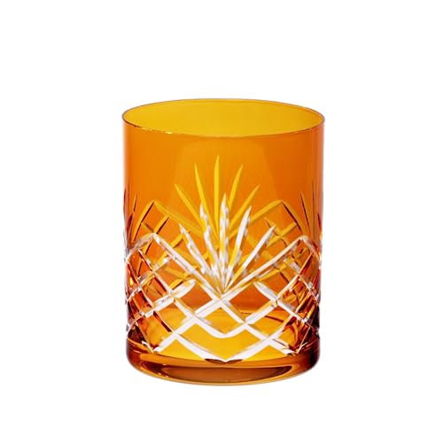 CRISTALICA Whiskyglas Handgeschliffen Laura 300ml Gelb von CRISTALICA