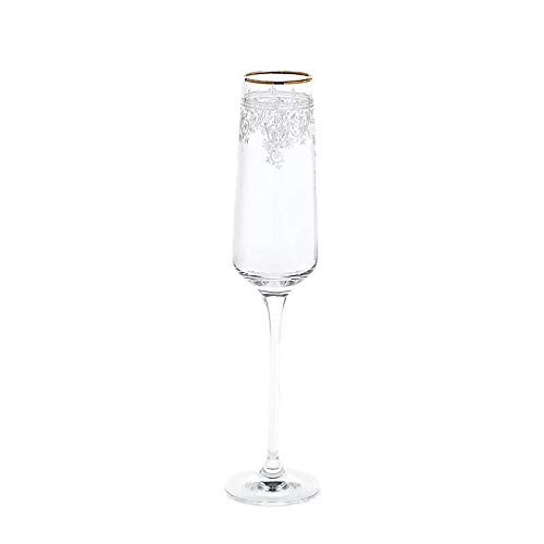 CRISTALICA Sektglas Charisma Flora Schampus Prosecco Champagner 150ml Panto Goldrand von CRISTALICA