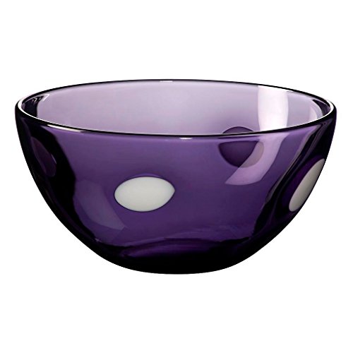 Dessertschale Schale Obstschale Konfektschale Colori One Dot #Violett Weiß Glas 12,5 cm von CRISTALICA