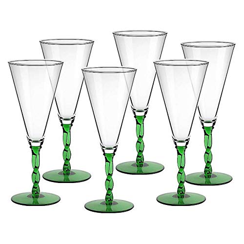 Eiscremeglas 6er-Set Eisbecher Cocktailglas Toscana Amore Vero 700ml grün von CRISTALICA