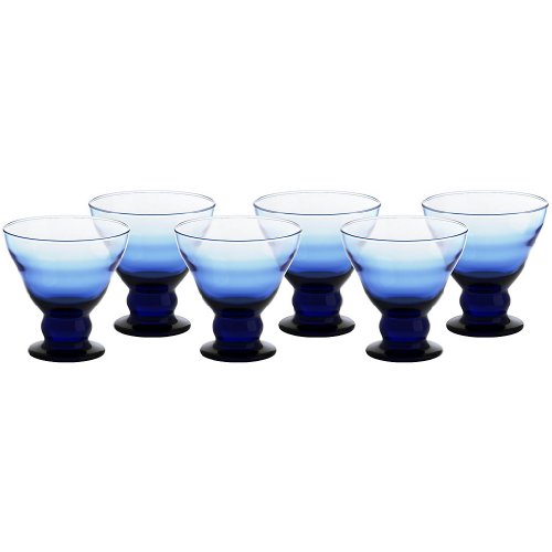 GELATO VERO 6er Set Eisschale Set Dessertschale Eisbecher Glas Antico Blau 12,5 cm von CRISTALICA
