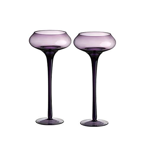 Kerzenhalter Andromeda Windlicht 2er-Set 30 cm Leuchter auf Fuß Glas lila Kerzenhalter Andromeda Windlicht 2er-Set 30 cm Leuchter auf Fuß Glas lila von CRISTALICA