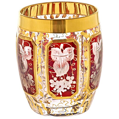 Likörglas Schnapsglas Likörkelch Ruby Grape 50 ml aufwendig Handbemalt Hochwertiges Glas von CRISTALICA