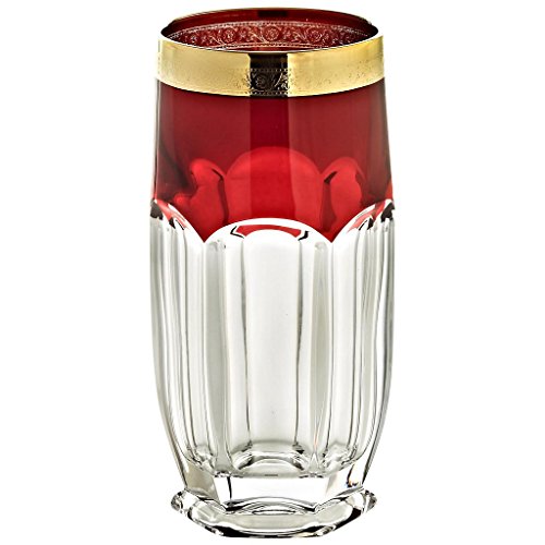 Longdrinkglas Wasserglas Trinkglas Safari 300 ml Transparent Rubin Gold Handgefertigt von CRISTALICA