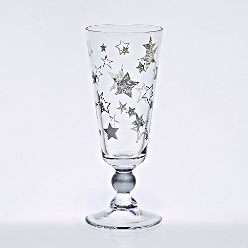 CRISTALICA Sektglas Sektkelch Champagnerglas Stars Okt Silber 230 ml Moderner Zeitloser Style von CRISTALICA