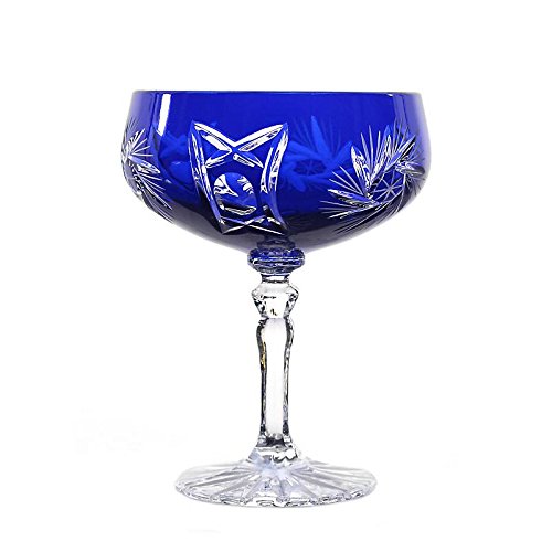 CRISTALICA Sektglas Sektschale Sektkelch Schleuderstern 200 ml Blau Handgeschliffen Kristallglas von CRISTALICA