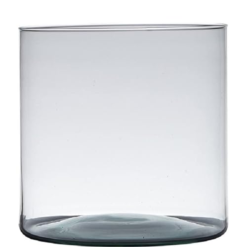 Transparente Home-Basics Zylinder Form Vase / Vasen aus recyceltem Glas 19 x 19 cm - Blumen/Zweige/Blumenstraußvase für den Innenbereich von CRISTALICA