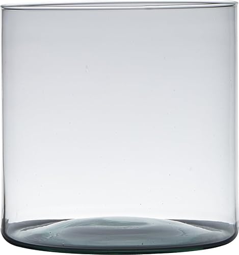 Transparente Home-Basics Zylinder Form Vase / Vasen aus recyceltem Glas 19 x 19 cm - Blumen/Zweige/Blumenstraußvase für den Innenbereich von CRISTALICA