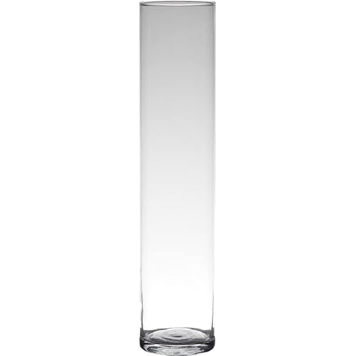 Transparente Home-Basics Zylinderform Vase/Vasen aus Glas 50 x 9 cm - Blumen/Zweige/Blumensträuße Vase für den Innenbereich von CRISTALICA