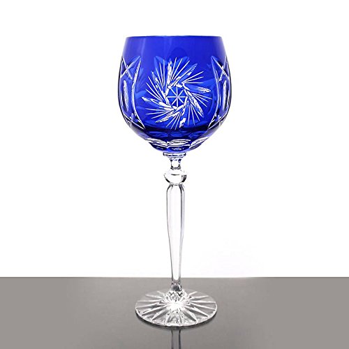 Weinglas Weinkelch Römer Glas Schleuderstern 250 ml Blau Handgeschliffen Kristallglas von CRISTALICA