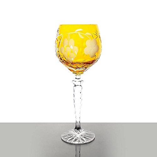 CRISTALICA Weinglas Weinkelch Römer Traube Gelb 300 ml Handgeschliffen Kristall von CRISTALICA