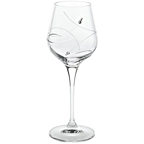 Weißweinglas Trinkbecher Kelch Becher Trinkglas Trinkkelch Wasserglas Weinkelch Goblet Diamonds 310 ml Filigraner Schliff mit Glitzersteinen Besetzt von CRISTALICA