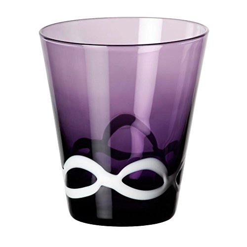 Whiskeyglas Whiskeybecher Saftglas Wasserglas Colori 8 Shape Violett Weiß Glas 10 cm von CRISTALICA