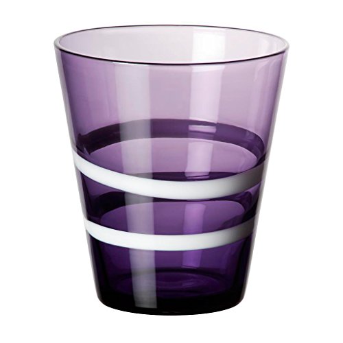 Whiskeyglas Whiskeybecher Saftglas Wasserglas Coloritwo Rings Violett Weiß Glas 10 cm von CRISTALICA
