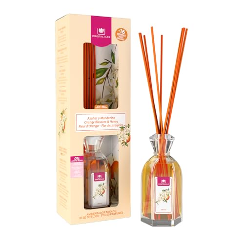 CRISTALINAS Klassischer Mikado Lufterfrischer - Langanhaltender Raumduft - Aroma Diffuser (Orangenblüte - 180ml) von CRISTALINAS