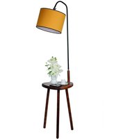 Stehlampe aus Holz mit Tisch Modell 3 senf von CRISTALRECORD