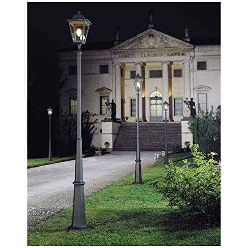 DOPO LIGHTING Säule, QUADRA, 3,37m, für den Außenbereich, geeignet für die Beleuchtung von Verkehrsflächen im Freien, E27 105W, Farbe anthrazit, aus Aluminium, IP44 von CRISTHER LIGHTING