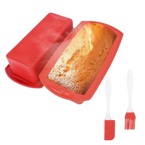 2PCS Silikon Brotbackform Set, Brotformen zum Backen mit Schaber Ölpinsel, Silikonkuchenformen Antihaft, Brotbackform Backblech für DIY Brotkuchen Hackbraten Brownies Gebäck(27.5*14.5*6.3cm) (groß) von CRITIVE-SHOP