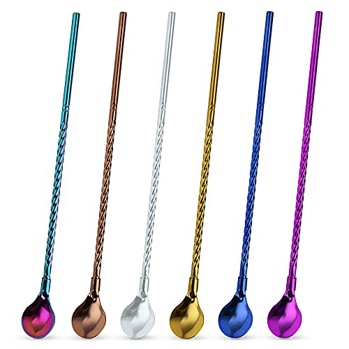 CRITIVE-SHOP 6PCS Trinkhalme Edelstahl Löffelstrohhalme, Strohhalm mit Löffel 9 Zoll Eistee Eislöffel, Strohhalm Löffel Kaffeelöffel Cocktail Rührlöffel Wiederverwendbare für Kaltes Getränk CRITIVE-SHOP 6PCS Trinkhalme Edelstahl Löffelstrohhalme, Strohhalm mit Löffel 9 Zoll Eistee Eislöffel, Strohhalm Löffel Kaffeelöffel Cocktail Rührlöffel Wiederverwendbare für Kaltes Getränk von CRITIVE-SHOP