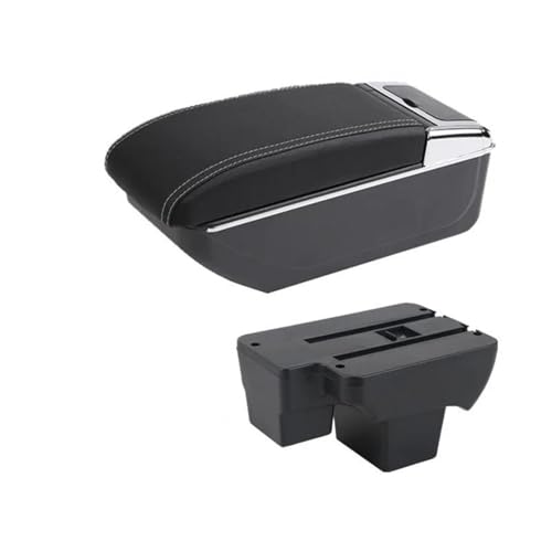 CRJIMX Armaturenbrett-Ablage Aufbewahrungsbox Nachrüstteile Für VW Für Polo 2019 2020 2021 2022 2023 2024(B weiße Linie KEIN USB) von CRJIMX