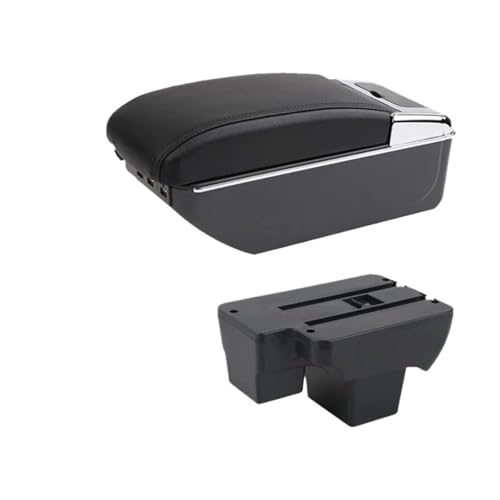 CRJIMX Armaturenbrett-Ablage Aufbewahrungsbox Nachrüstteile Für VW Für Polo 2019 2020 2021 2022 2023 2024(D schwarze Linie 7USB) von CRJIMX