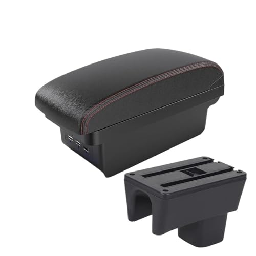 CRJIMX Armaturenbrettbox Innenraum-Accessoire Aufbewahrungsbox Für Suzuki Für Swift 2005-2023(B1 Schwarz rot 3USB) von CRJIMX