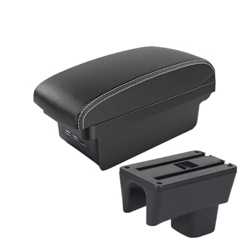 CRJIMX Armaturenbrettbox Innenraum-Accessoire Aufbewahrungsbox Für Suzuki Für Swift 2005-2023(B3 Schwarz weiß 3USB) von CRJIMX