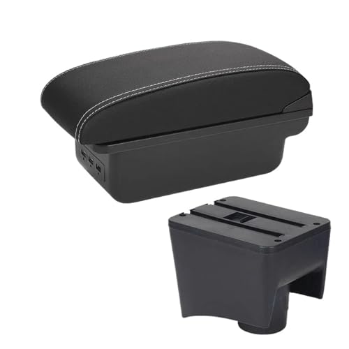 CRJIMX Armaturenbrettbox Mit Getränkehalter Und USB Für VW Für POLO Mk5 6R Für Vento 2012-2018(B3 Schwarz weiß 3USB) von CRJIMX