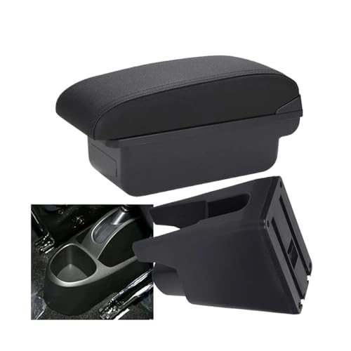 CRJIMX Armlehne Auto Für Toyota Für Aygo BJ Auto Armlehnenbox Zubehör Mittelkonsole Aufbewahrungsbox Innenraum(C2 Schwarze Linie KEIN USB) von CRJIMX