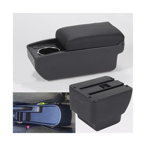 CRJIMX Armlehnenbox Für Mazda 2 Für Demio Auto-Aufbewahrungsbox Spezielle Nachrüstteile Innenraumdetails(B2 Schwarze Linie 6USB) von CRJIMX