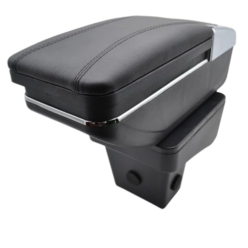CRJIMX Aufbewahrungsbox Für Suzuki Für Vitara 2015 2016 2017 2018 2019 Armlehne Mit Drehbarem Getränkehalter Und Mittelarmlehnenbox(Schwarz mit schwarzem Faden) von CRJIMX
