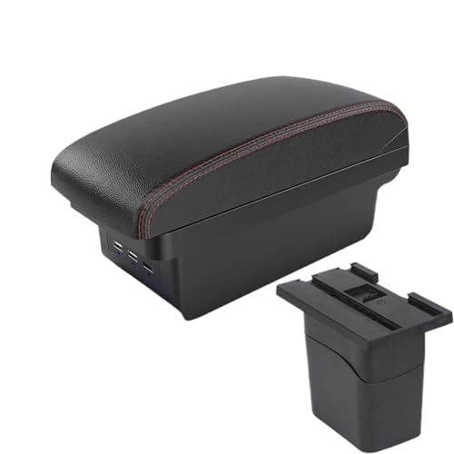 CRJIMX Für C&hevrolet Für Cruze 2009 2010 2011 2012 2013 2014 2015 Mittelkonsole Aufbewahrungsbox Armlehne Innenausstattung(B1 Schwarz rot 3USB) von CRJIMX