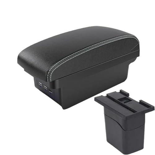 CRJIMX Für C&hevrolet Für Cruze 2009 2010 2011 2012 2013 2014 2015 Mittelkonsole Aufbewahrungsbox Armlehne Innenausstattung(B3 Schwarz weiß 3USB) von CRJIMX