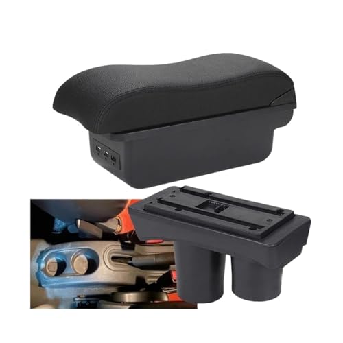 CRJIMX Für Citroen C3 C2 Armlehne Aufbewahrungsbox Getränkehalter Modifikationszubehör(B2 schwarze Linie 3USB) von CRJIMX