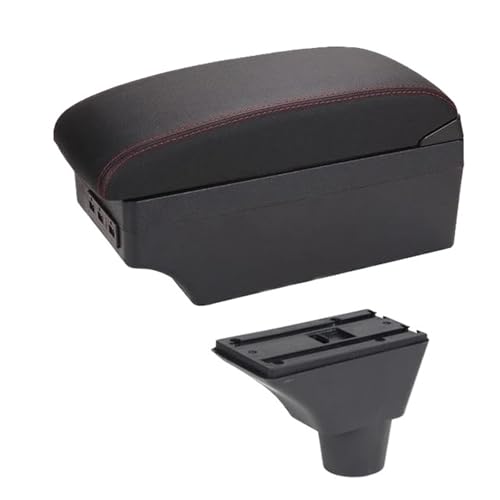 CRJIMX Für Civic Ep3 Armaturenbrettbox Zentral Inhaltsaufbewahrung Aufbewahrungsbox Armlehnenbox Mit Getränkehalter USB-Schnittstelle(C1 rote Linie 7USB) von CRJIMX