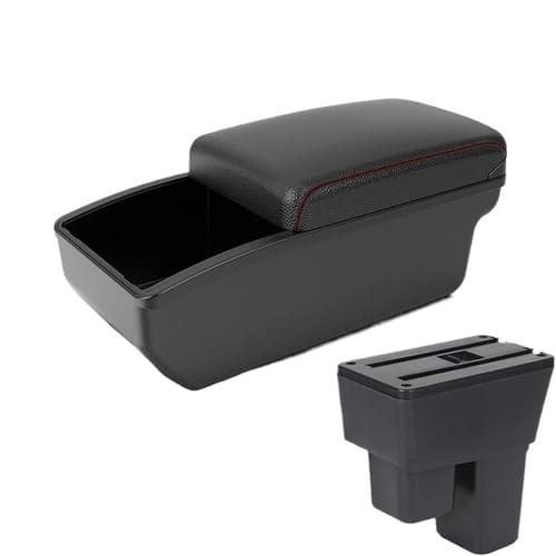 CRJIMX Für Fit Für Jazz 2 2008 2009 2010 2011 2012 2013 2014 Armlehnenbox Auto Armstütze(B1 Red Storage box) von CRJIMX