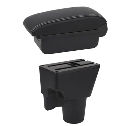 CRJIMX Für KIA Für Picanto Armlehnenbox Mittelkonsole Aufbewahrungsbox Mit Getränkehalter Produkte Innenraum-Ausstattung Zubehör(B1 Weiße Linie) von CRJIMX