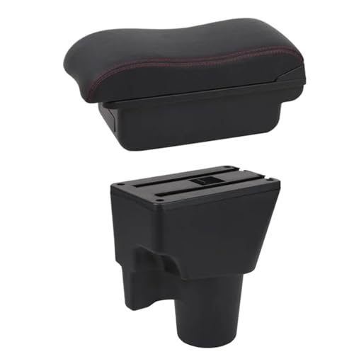 CRJIMX Für KIA Für Picanto Armlehnenbox Mittelkonsole Aufbewahrungsbox Mit Getränkehalter Produkte Innenraum-Ausstattung Zubehör(B2 Rote Linie) von CRJIMX
